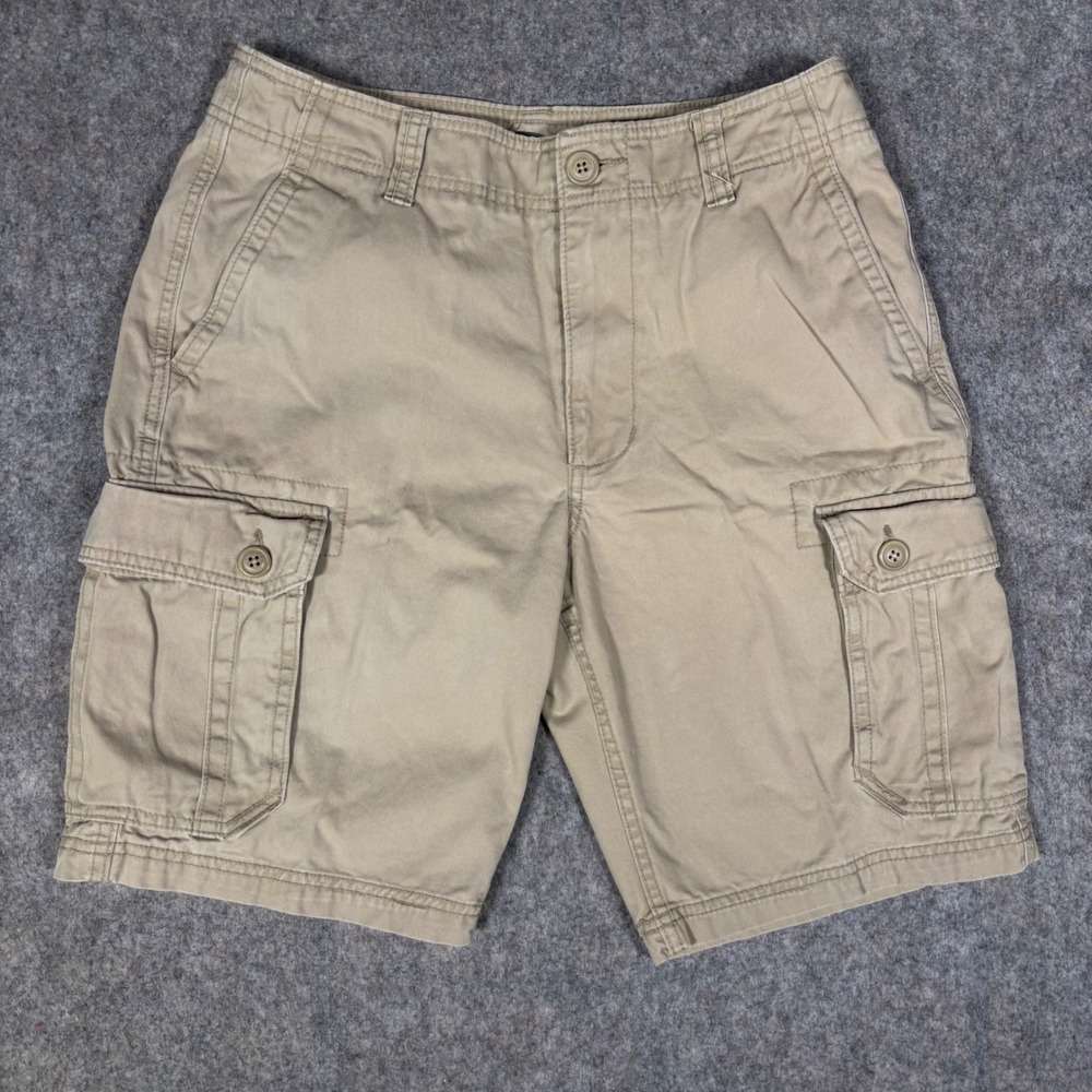 Old Navy Cargo Shorts Mens 30 Khaki Tan Cotton Twill Multi Pocket Utility Hiking
